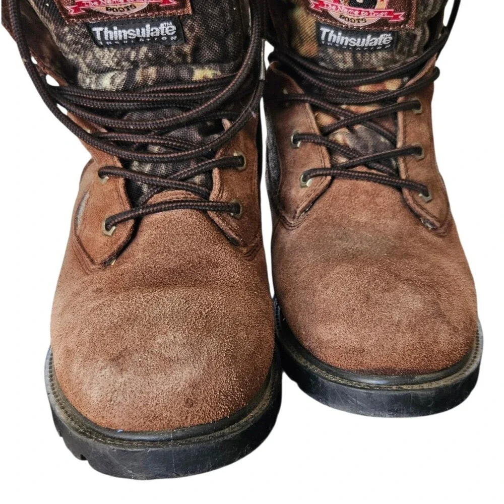 Brahma Hunter Hunting Boots Mens Size 9 Brown Suede Camo Thinsulate Lace Up Work